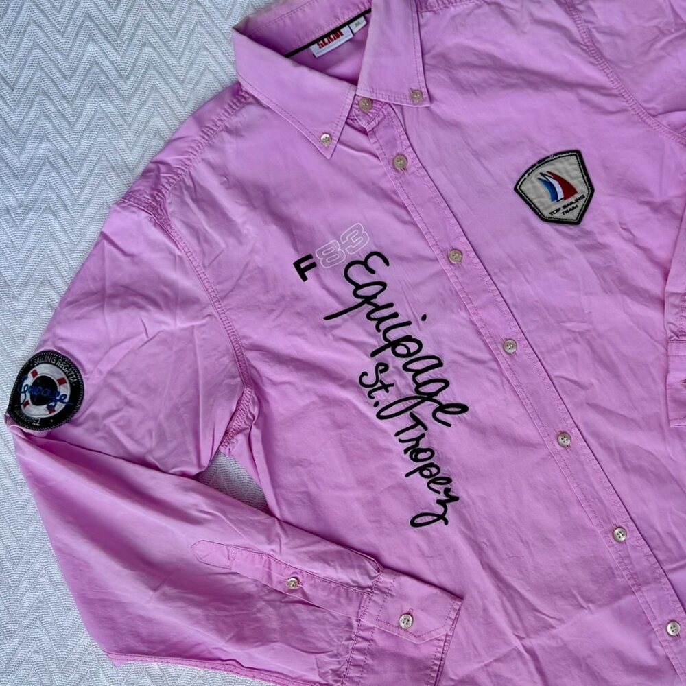 SLAM Regatta St. Tropez Long Sleeve Men's Shirt Pink F83 Cotton - M